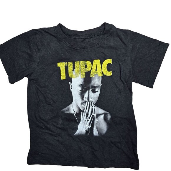 2Pac Graphic Tee Shirt Black Yellow toddler 2T Cotton Polyester Casual Top - Picture 1 of 4